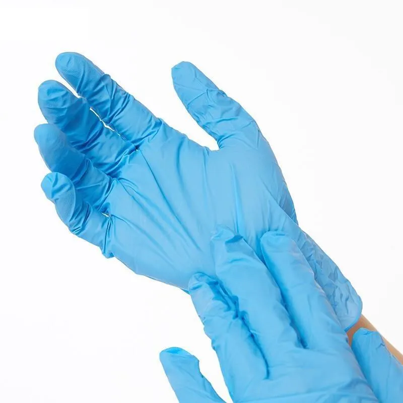 100 / Box Disposable Nitrile Gloves Powder Free Laboratory Gloves Thin Working Labor Protection Cleaning Gloves S Blue