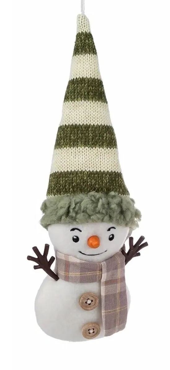 11" Sage and Neutral Snowman Ornament