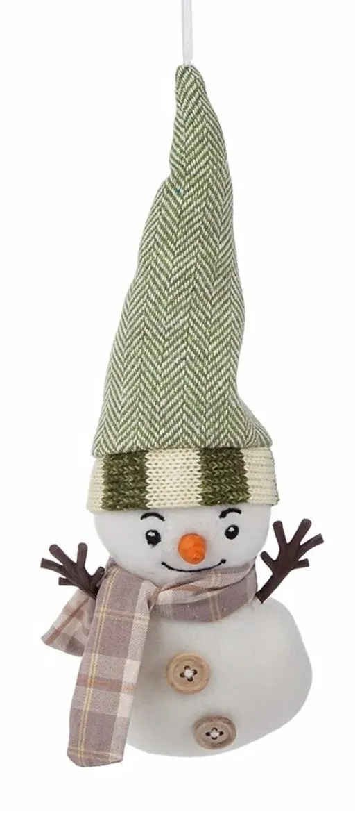 11" Sage and Neutral Snowman Ornament