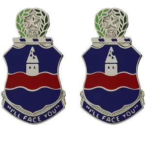 142nd Infantry Regiment Unit Crest (I'll Face You) - Sold in Pairs