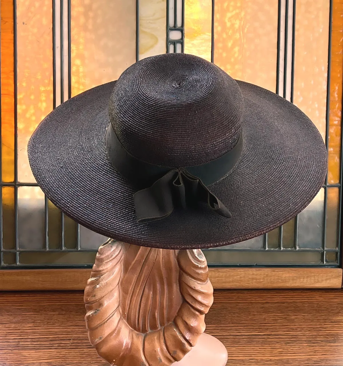 40s Vintage Platter Hat Brown Women's Wide Brim Sunnyland VFG New York Creation