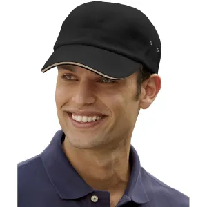 Adams Men's Black/Khaki 6-Panel Low-Profile Ultra Heavyweight Brushed Twill Sandwich Cap