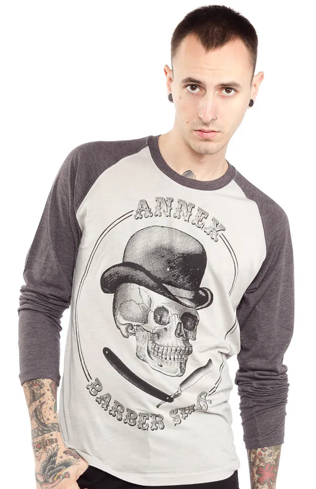 ANNEX BARBER SKULL BASEBALL T SHIRT