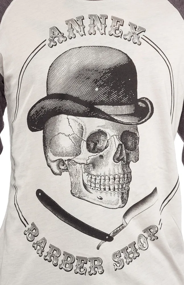 ANNEX BARBER SKULL BASEBALL T SHIRT