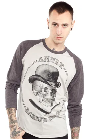 ANNEX BARBER SKULL BASEBALL T SHIRT