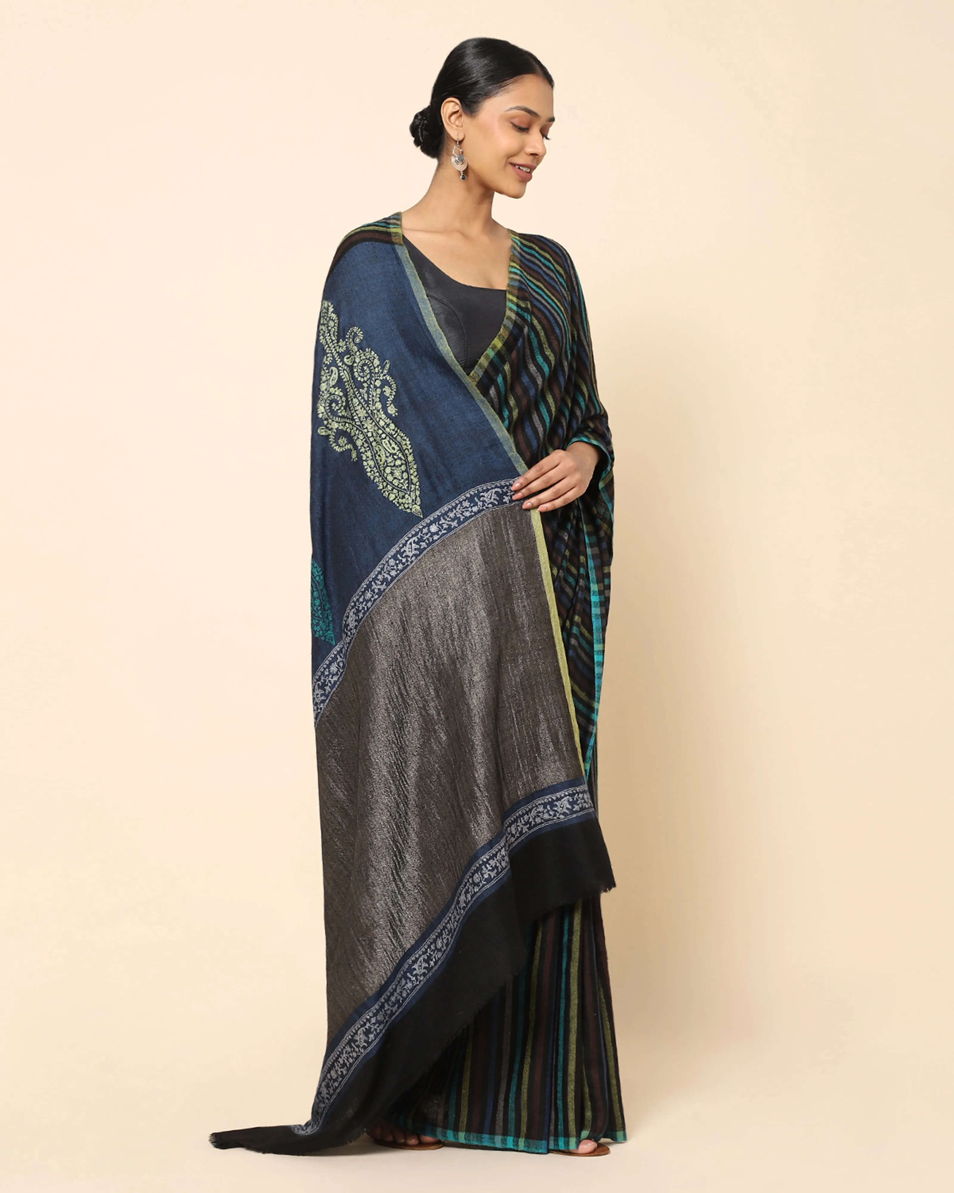 Anouk Sozni Embroidery Pashmina Saree