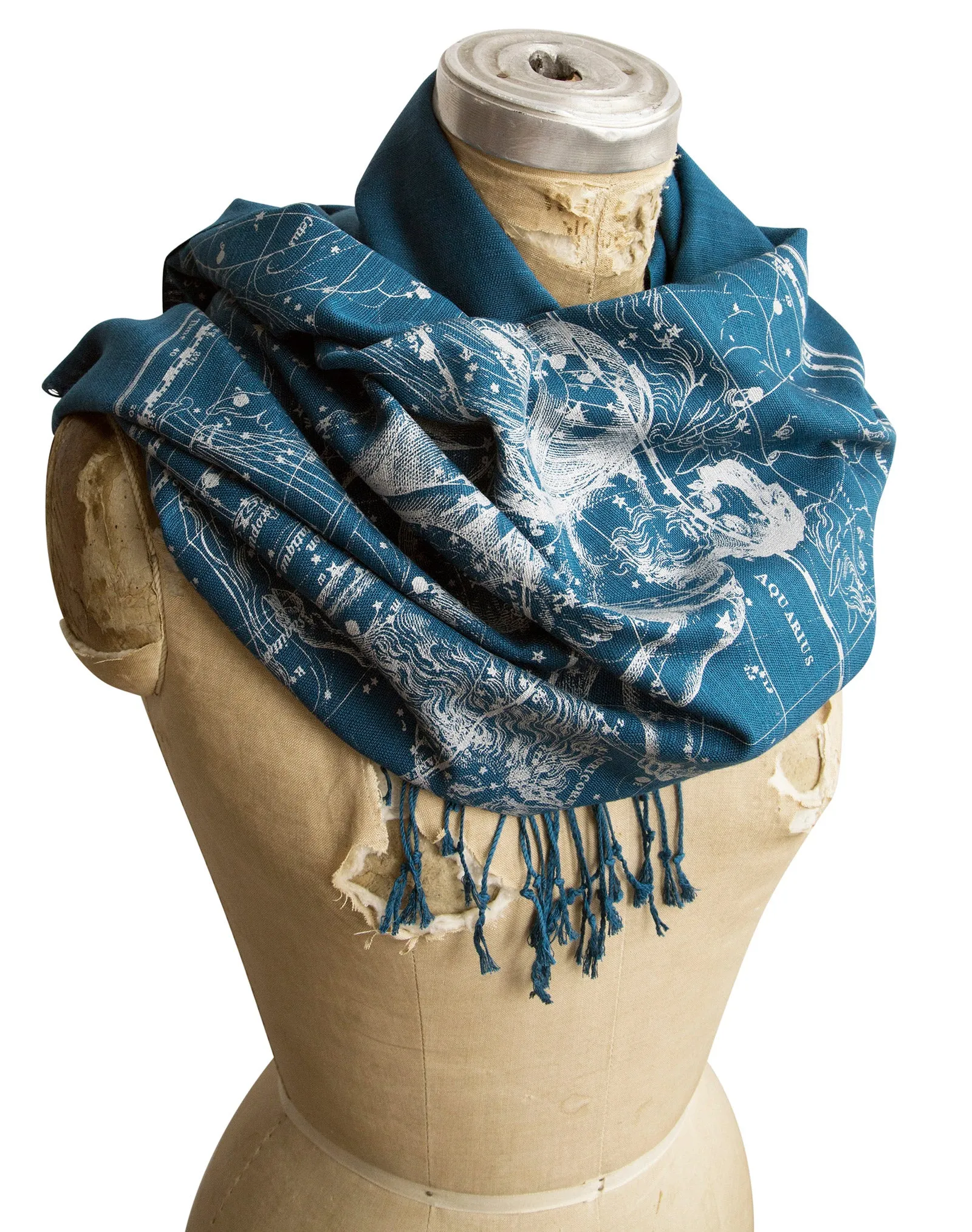 Aquarius & Capricorn Scarf, Zodiac Constellation Bamboo Pashmina