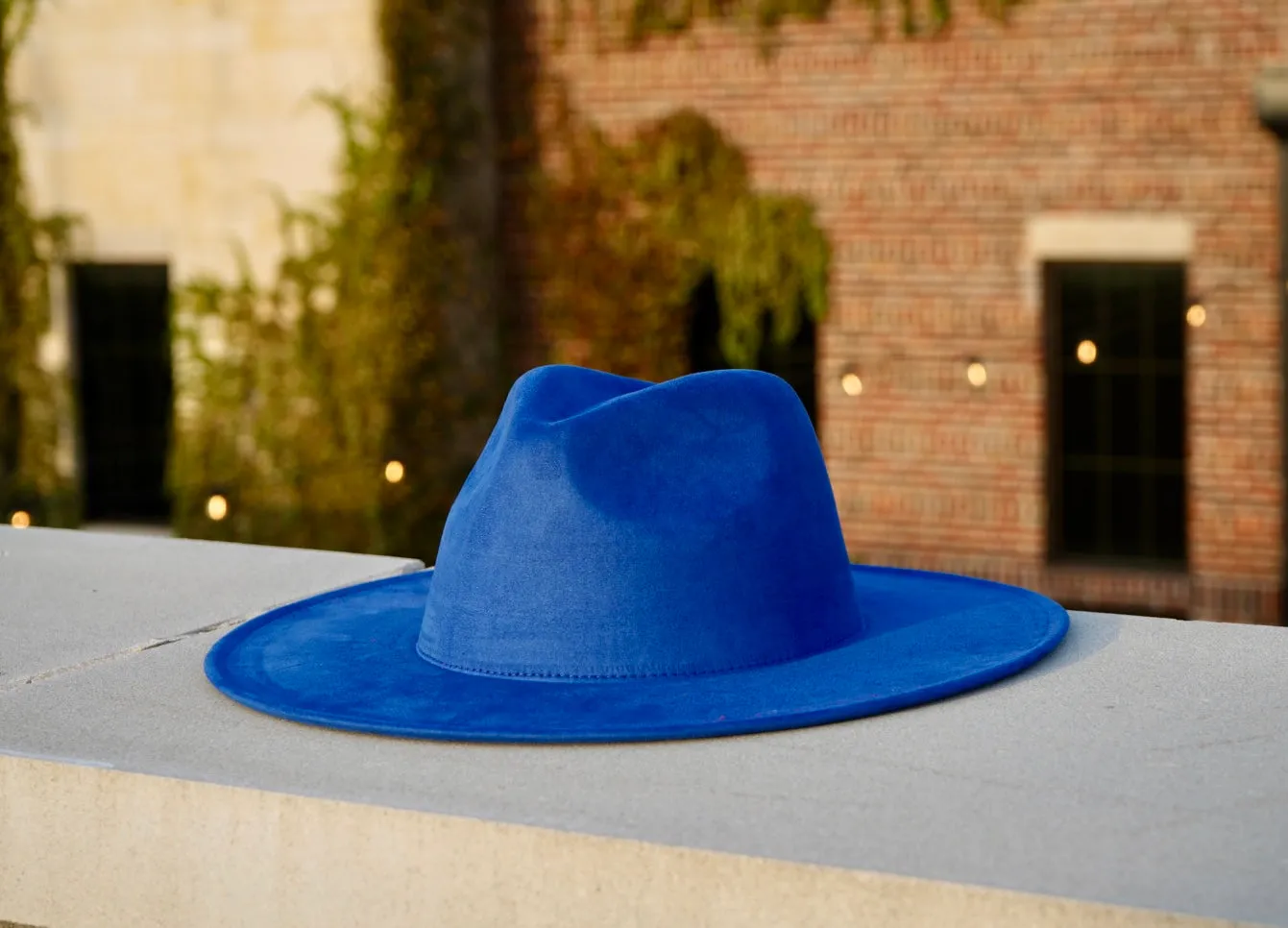 Atlanta Suede Wide Brim Fedora - Blue