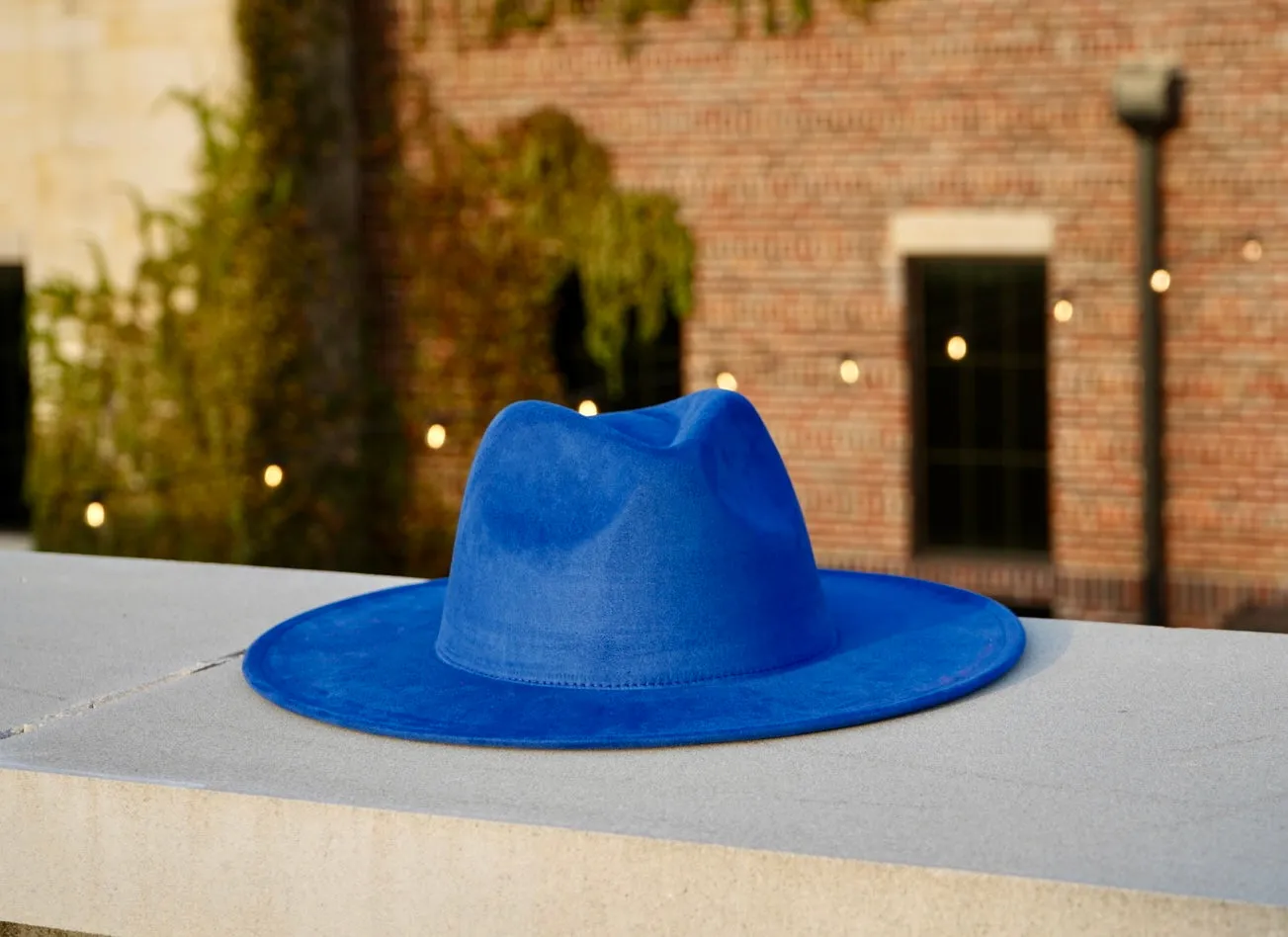 Atlanta Suede Wide Brim Fedora - Blue