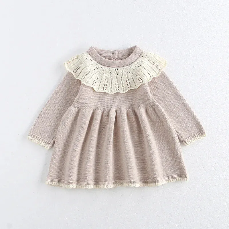 Autumn Girl's Knitted Princess Dress