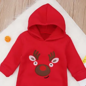 Baby Long Sleeve Christmas Boy Girl Elk Hooded Fleece Thick Winter Rompers