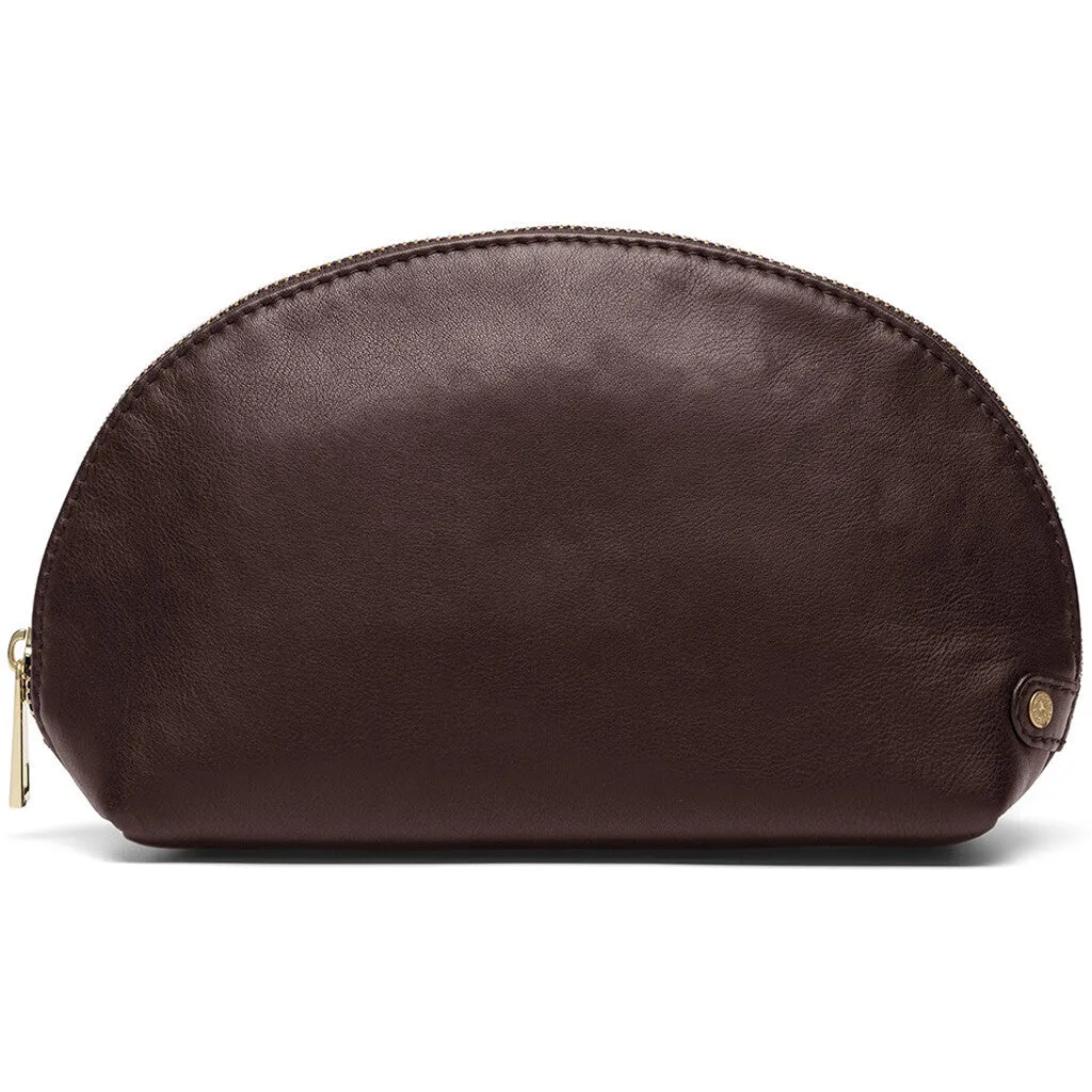 Beautiful cosmetic bag in soft leather quality / 15916 - Winter Brown / Brass