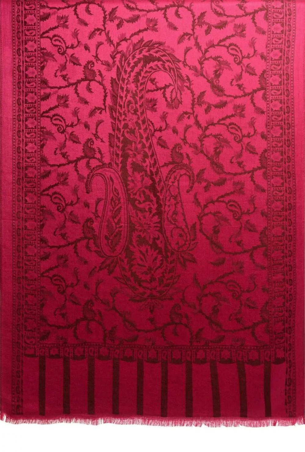 Black Large Paisley On Fuchsia Pink Pashmina Feel