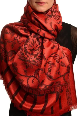 Black Large Paisley On Red Pashmina Feel