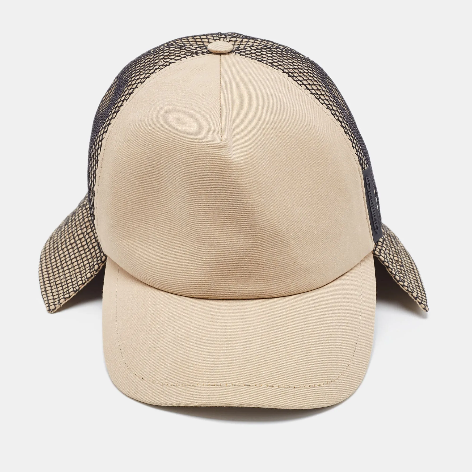 BURBERRY Beige Trucker Reconstructed Cotton Baseball Cap L