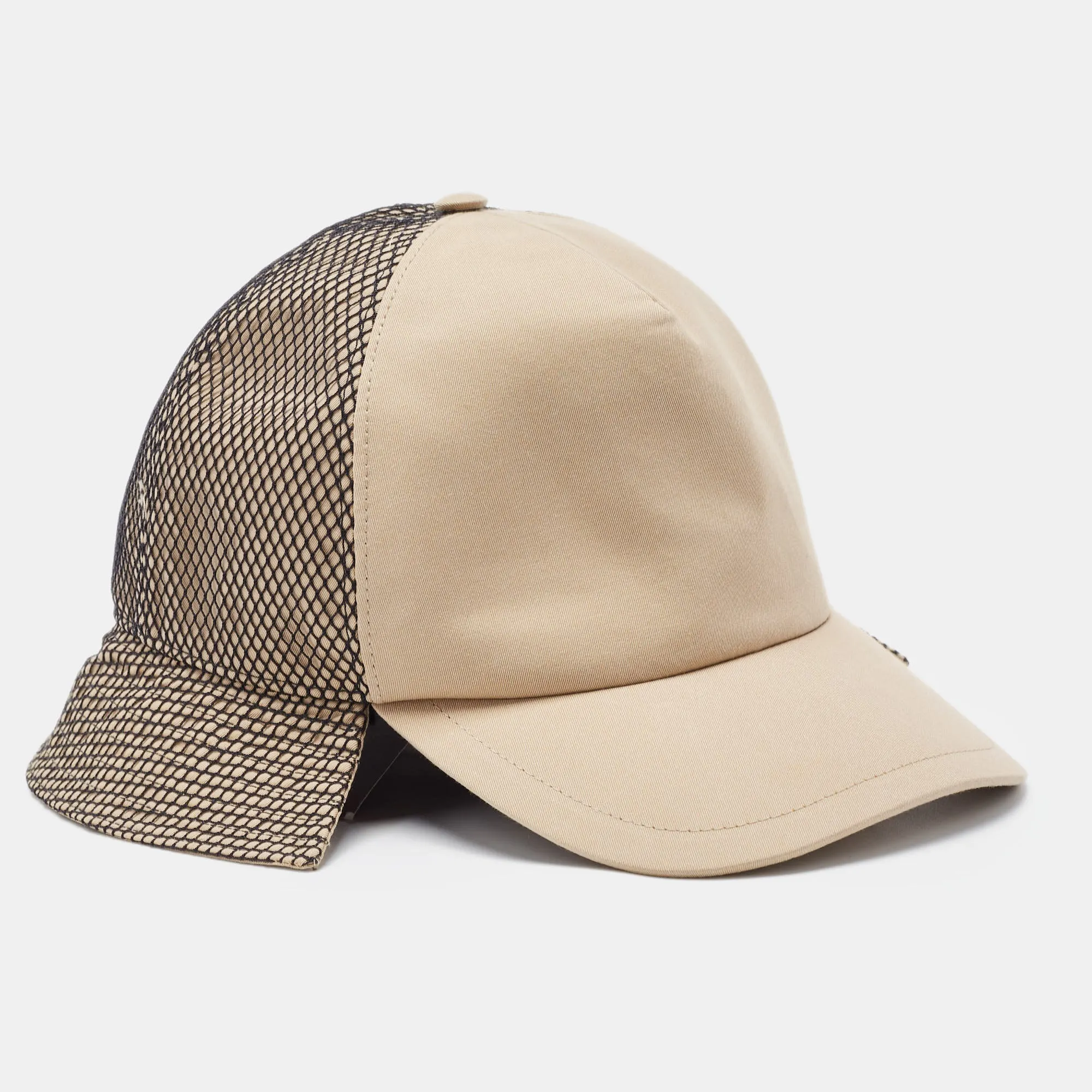 BURBERRY Beige Trucker Reconstructed Cotton Baseball Cap L