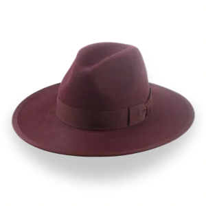 Burgundy Flat Brim Fedora in Elegant Fur Felt | The Taylor