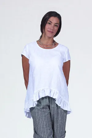 cap sleeve linen ruffle top