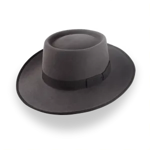 Caribou Grey Wide Brim Porkpie Hat with Custom Fit | The Oppenheimer