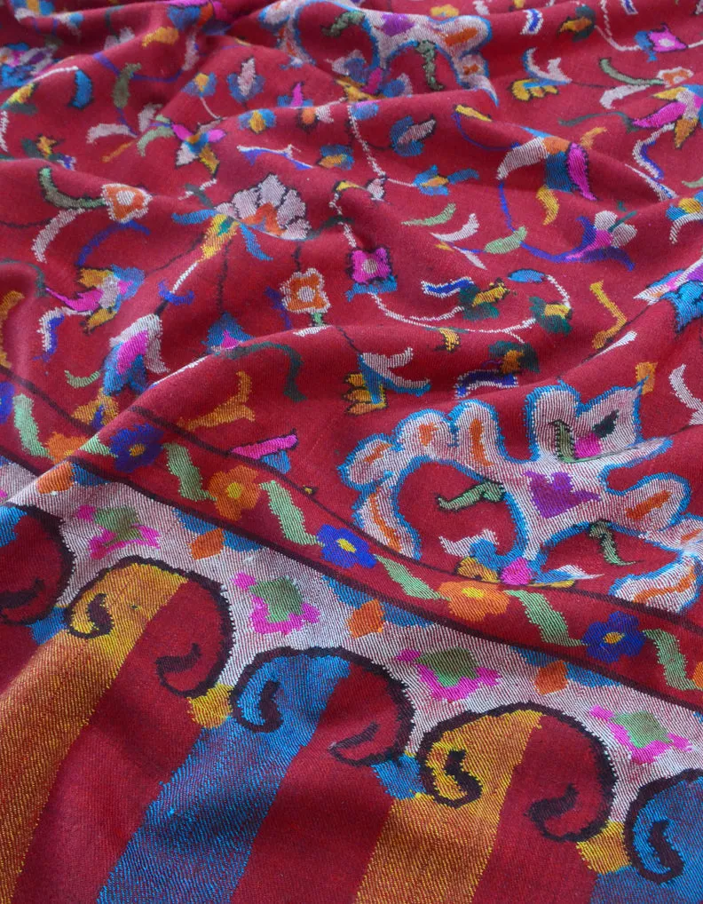 Cashmere Kani Pashmina Shawl Maroon 5343