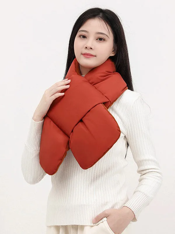 Casual White Duck Down Keep Warm Solid Color Shawl&Scarf