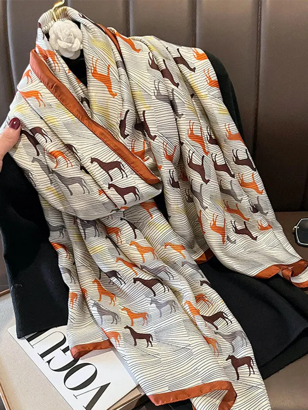 Chic Animal Prints Silk Imitation Warm Shawl&Scarf