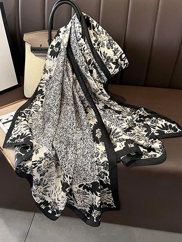 Chic Printed Silk Imitation Warm Shawl&Scarf