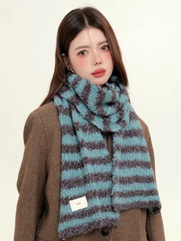 Contrast Color Keep Warm Striped Shawl&Scarf