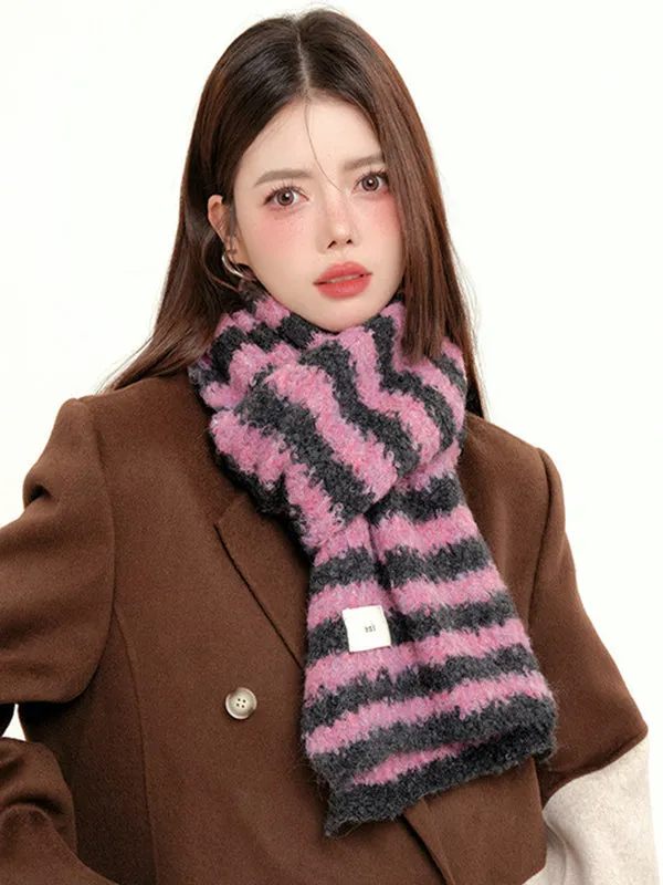 Contrast Color Keep Warm Striped Shawl&Scarf