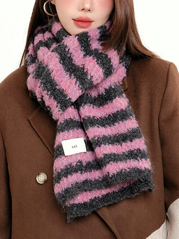 Contrast Color Keep Warm Striped Shawl&Scarf