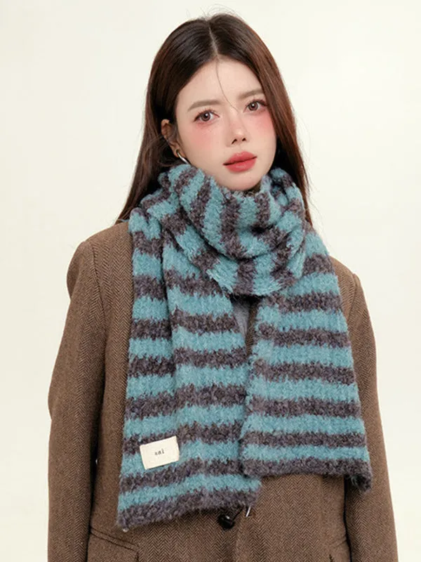 Contrast Color Keep Warm Striped Shawl&Scarf