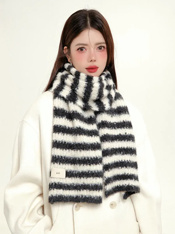 Contrast Color Keep Warm Striped Shawl&Scarf