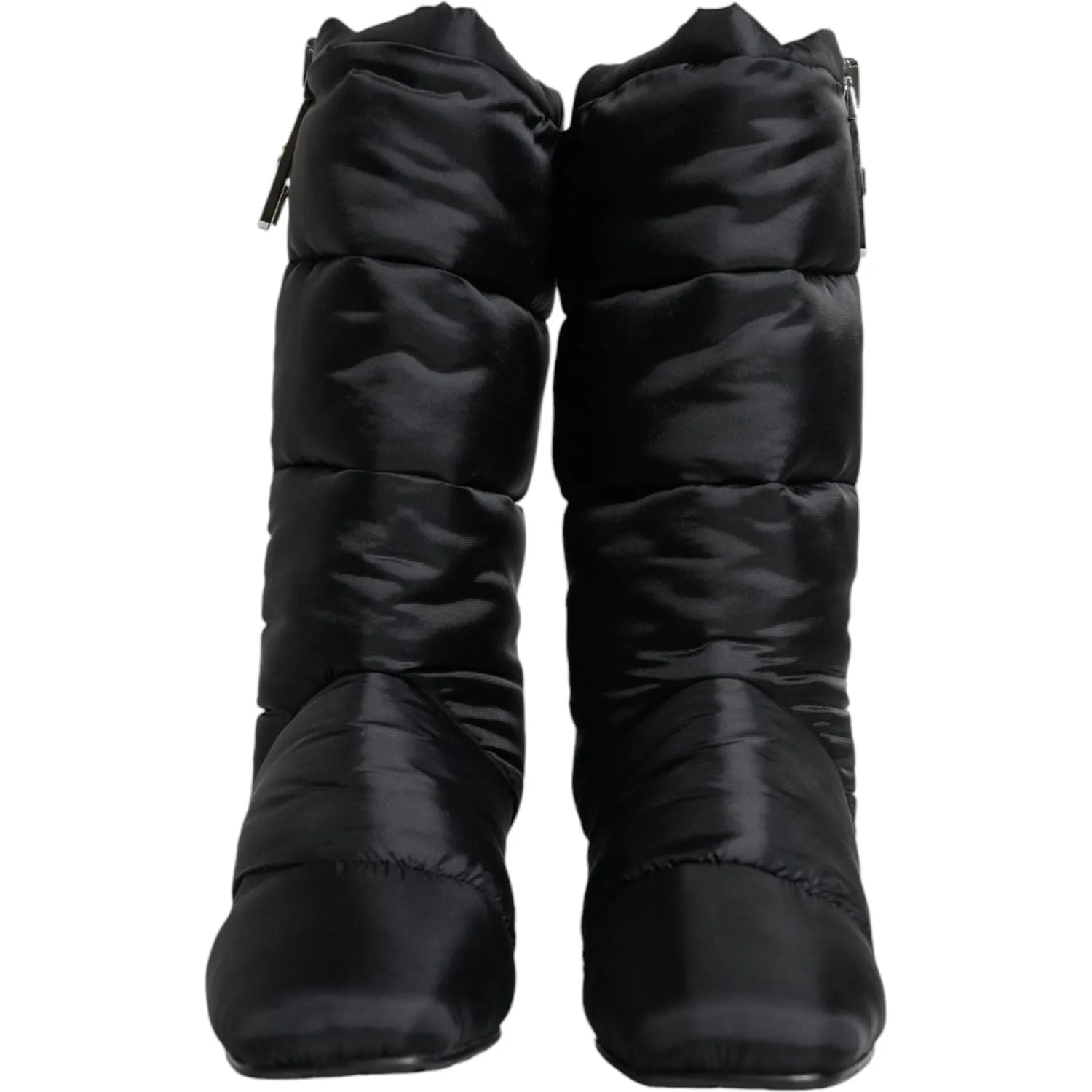 Dolce & Gabbana Black Padded DG Logo Heels Boots Shoes