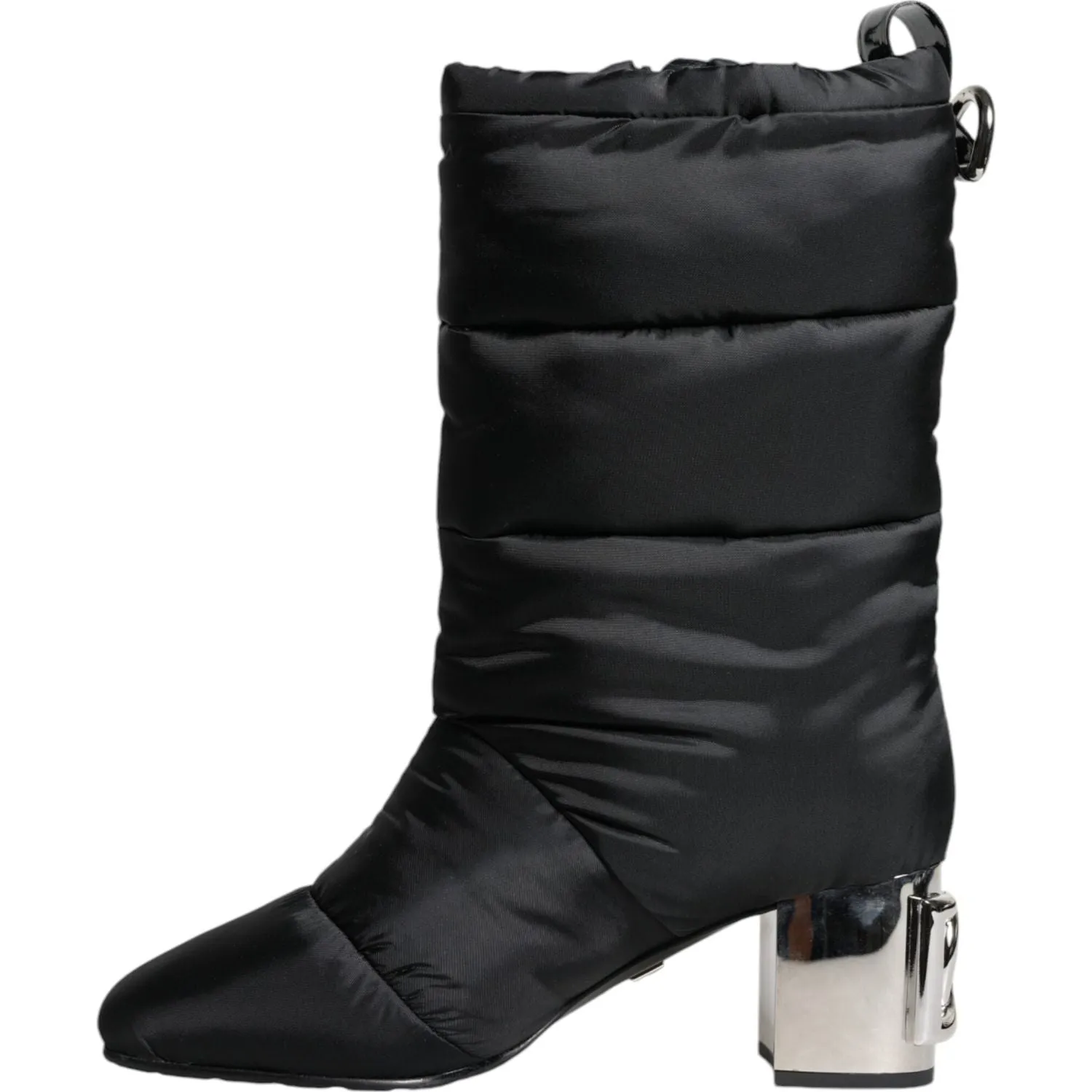 Dolce & Gabbana Black Padded DG Logo Heels Boots Shoes