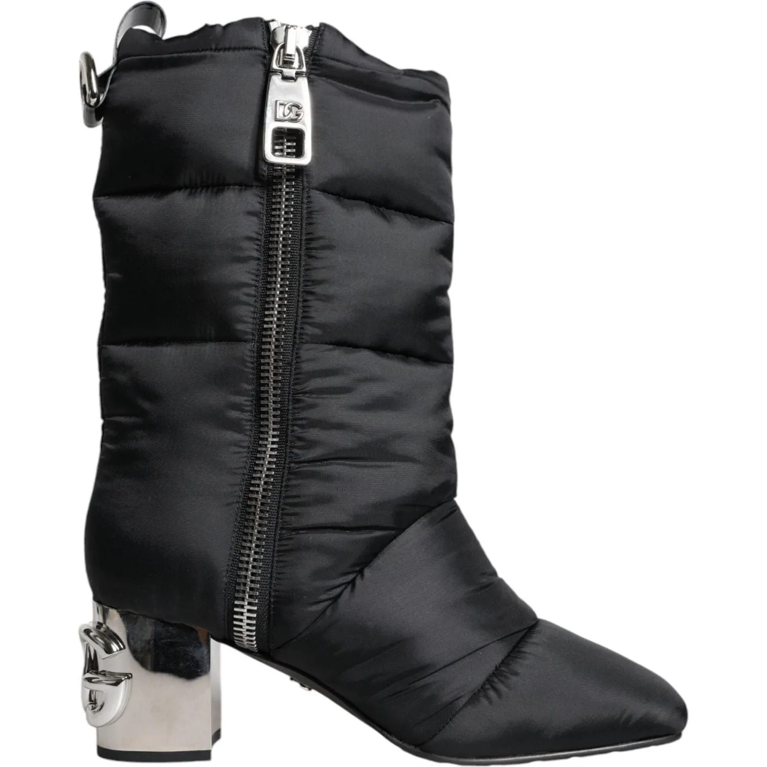 Dolce & Gabbana Black Padded DG Logo Heels Boots Shoes