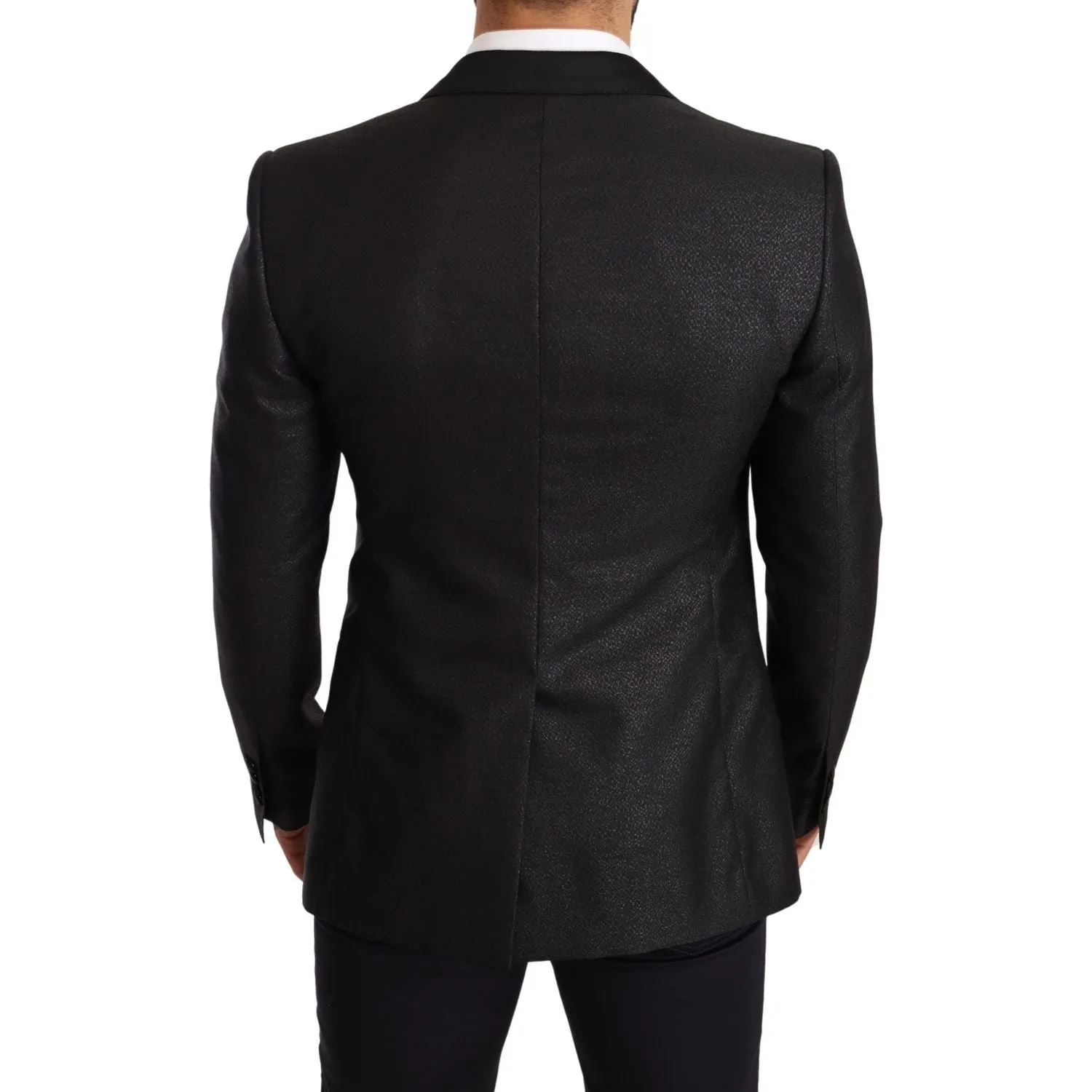 Dolce & Gabbana Elegant Black Metallic Slim Fit Blazer Jacket