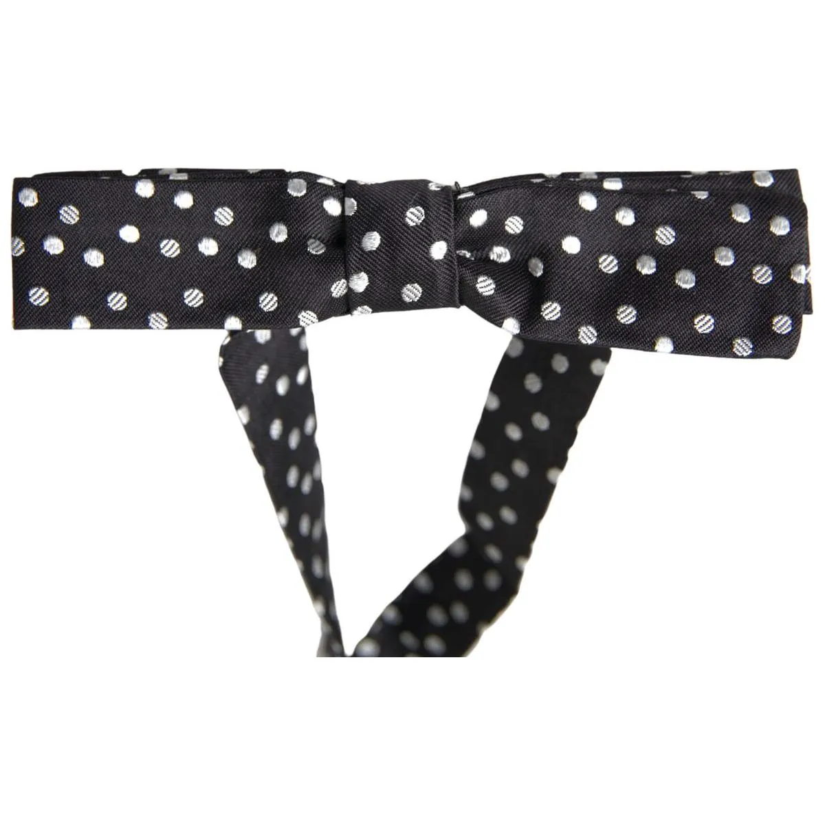 Dolce & Gabbana Elegant Black Silk Bow Tie with Logo Detail