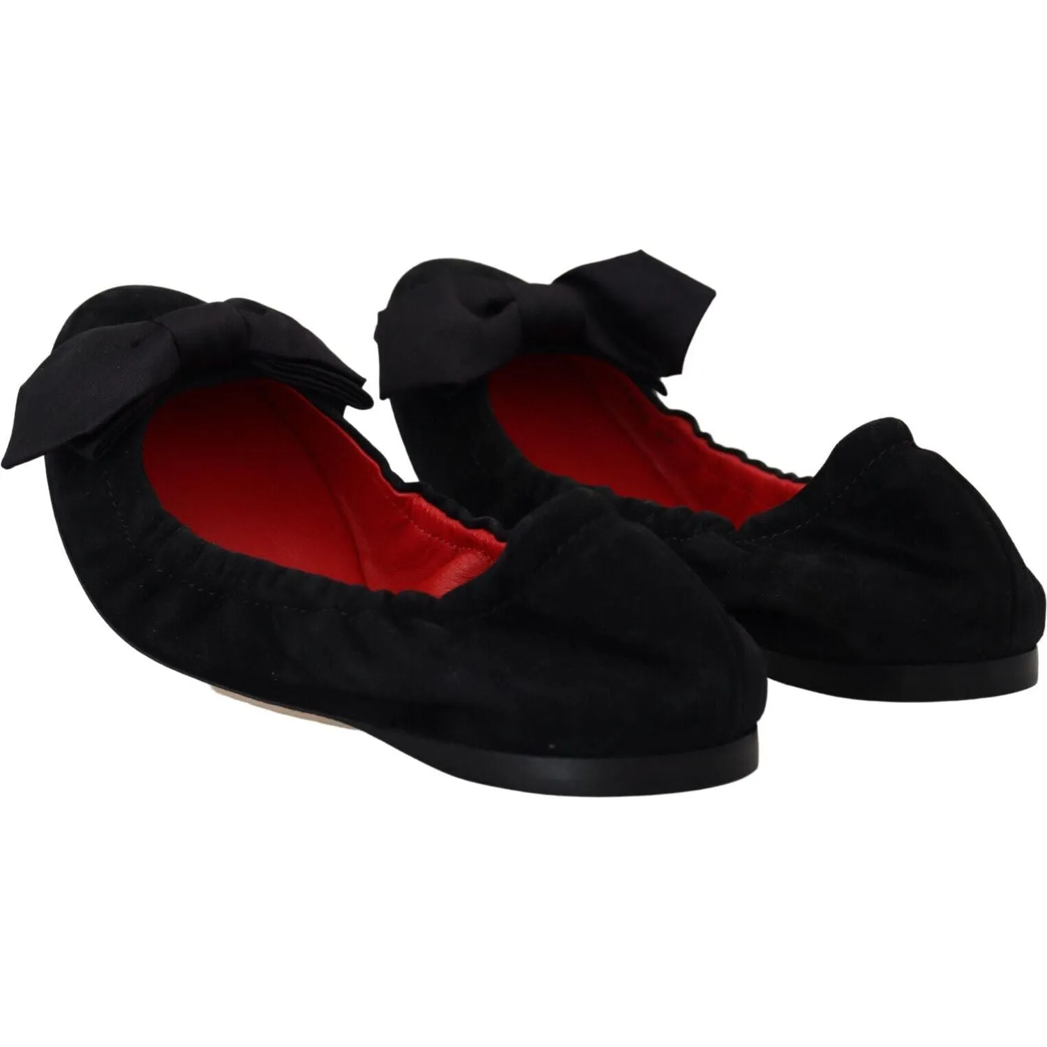 Dolce & Gabbana Elegant Black Suede Ballet Flats