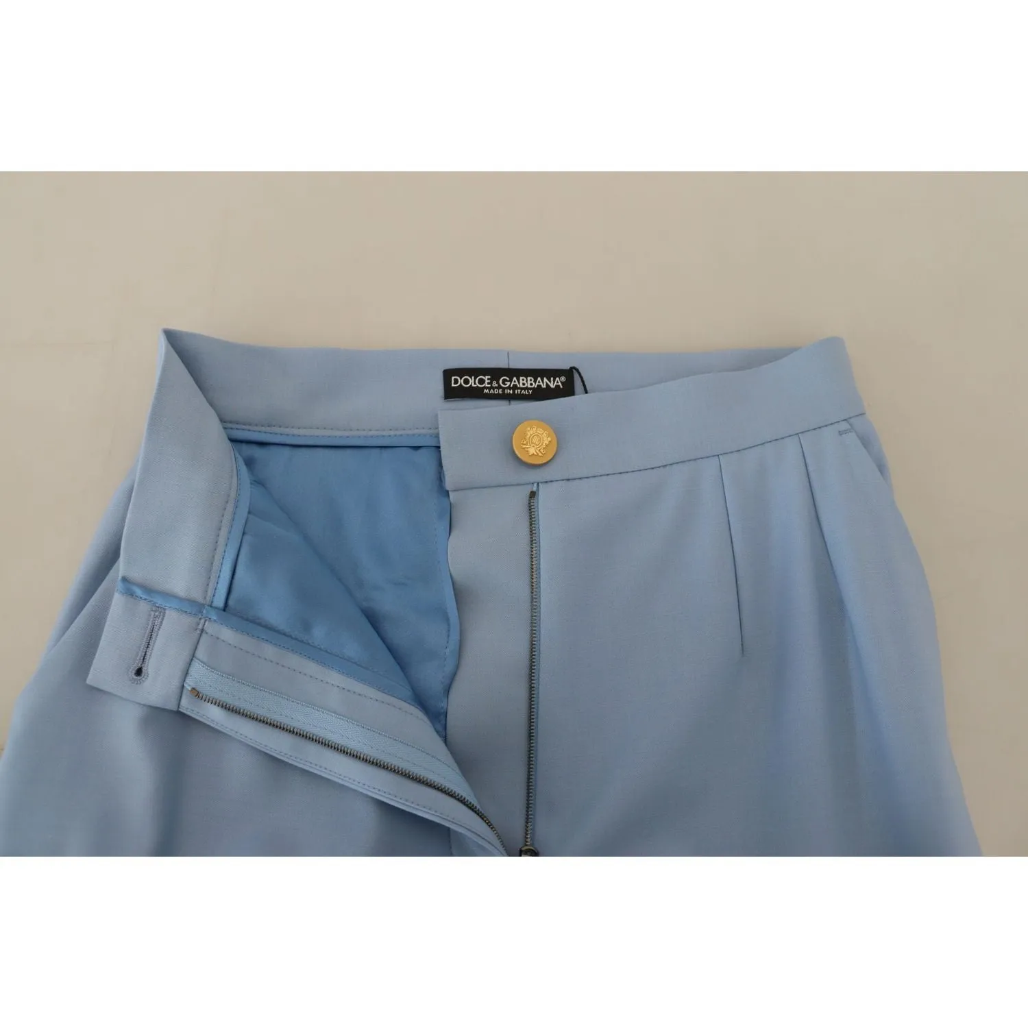 Dolce & Gabbana Elegant Light Blue Wool-Silk Blend Pants