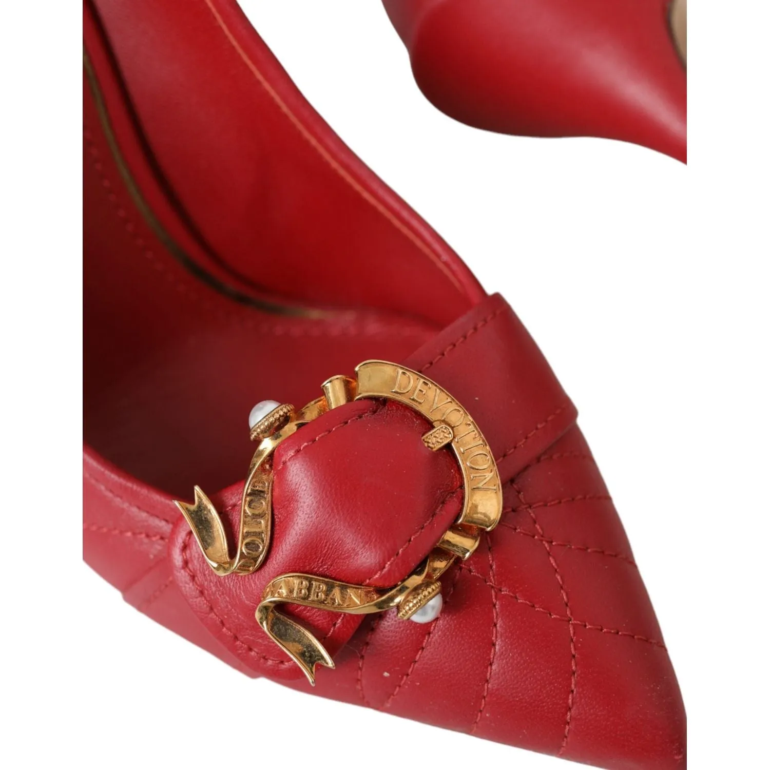 Dolce & Gabbana Red Devotion Leather Heels Pumps Shoes