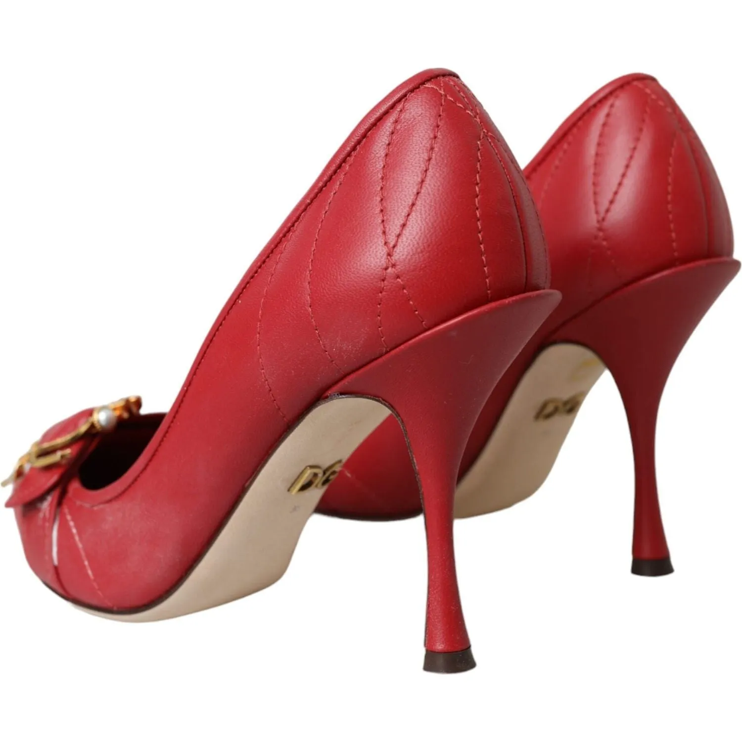 Dolce & Gabbana Red Devotion Leather Heels Pumps Shoes