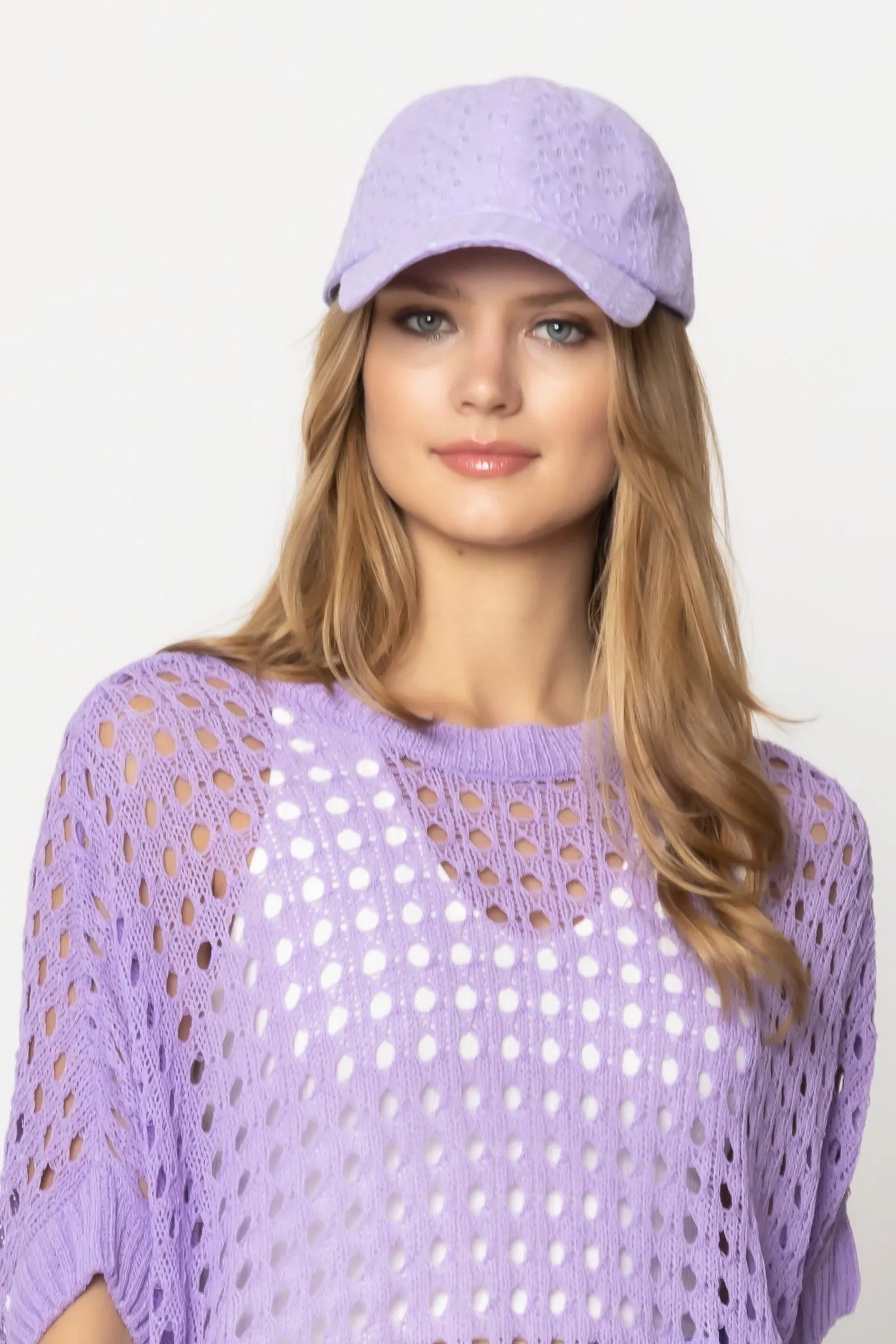 Eyelet Baseball Cap With Tie