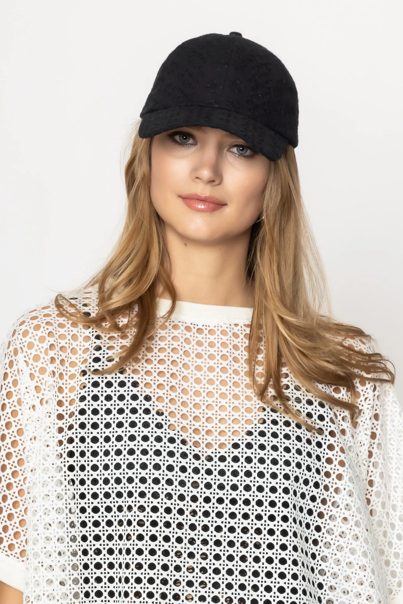 Eyelet Baseball Cap With Tie