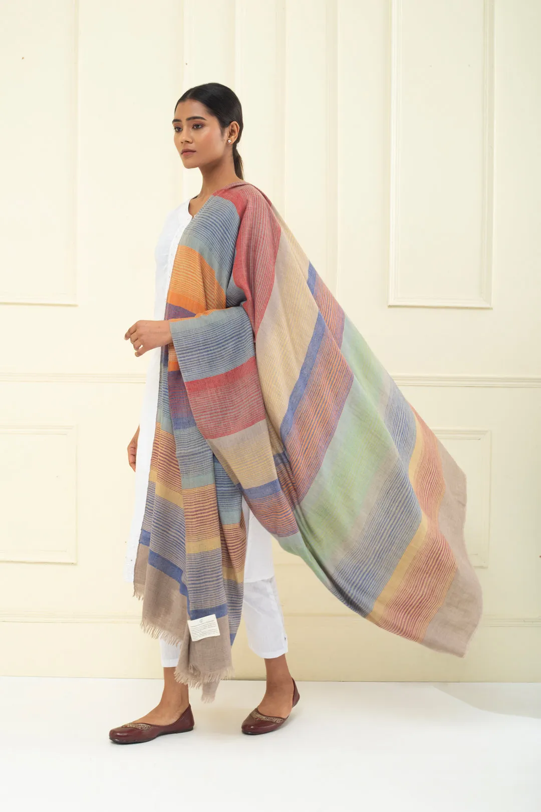 Firethorn Horizontal Stripes Cashmere Shawl