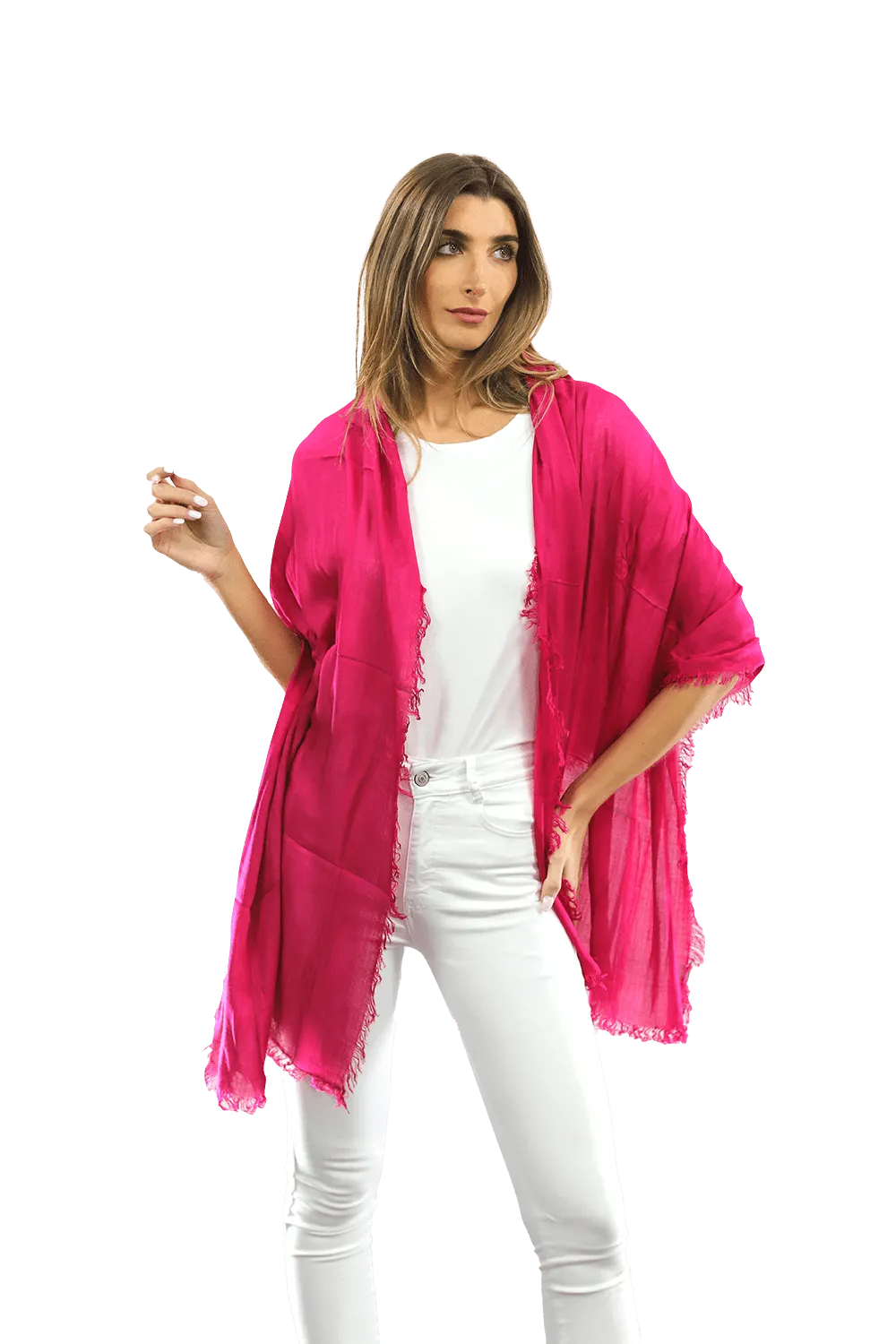 Fringe Pashmina - Fuchsia