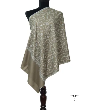 Grey Pashmina Stole In Sozni 5901