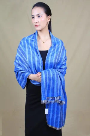 Hisham Royal Blue Strips Cashmere Stole