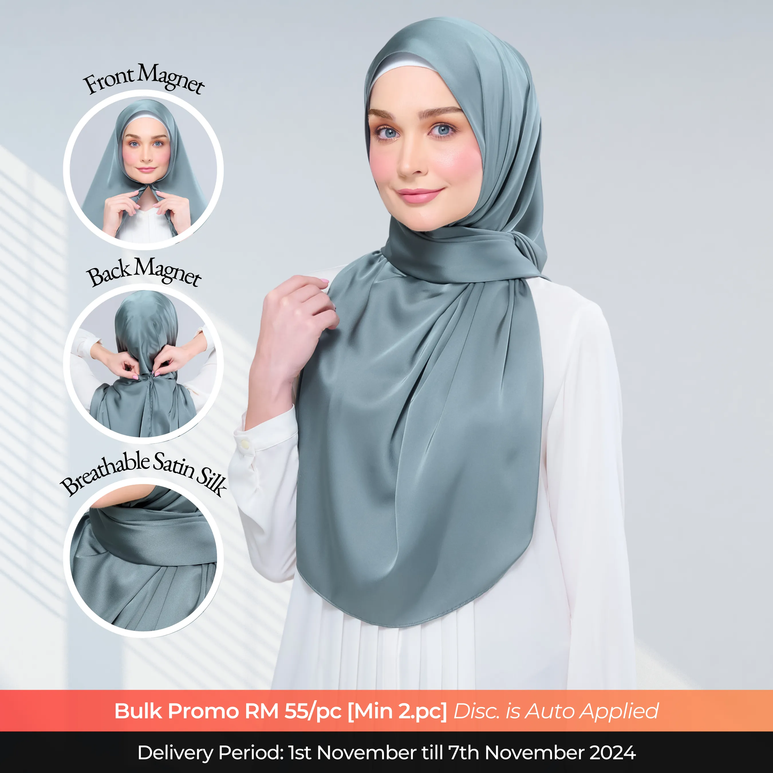 Instant Tag n' Go Shawl  | Satin Silk in Sea Green