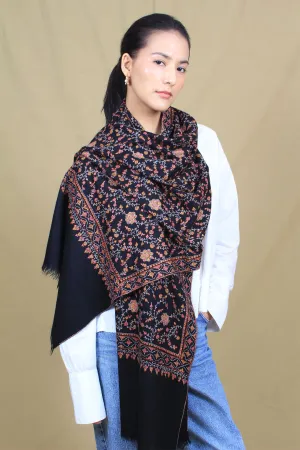 Kanwal Pitch Black Jaali Pashmina Stole