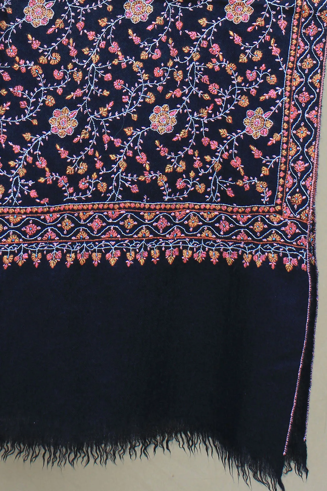 Kanwal Pitch Black Jaali Pashmina Stole